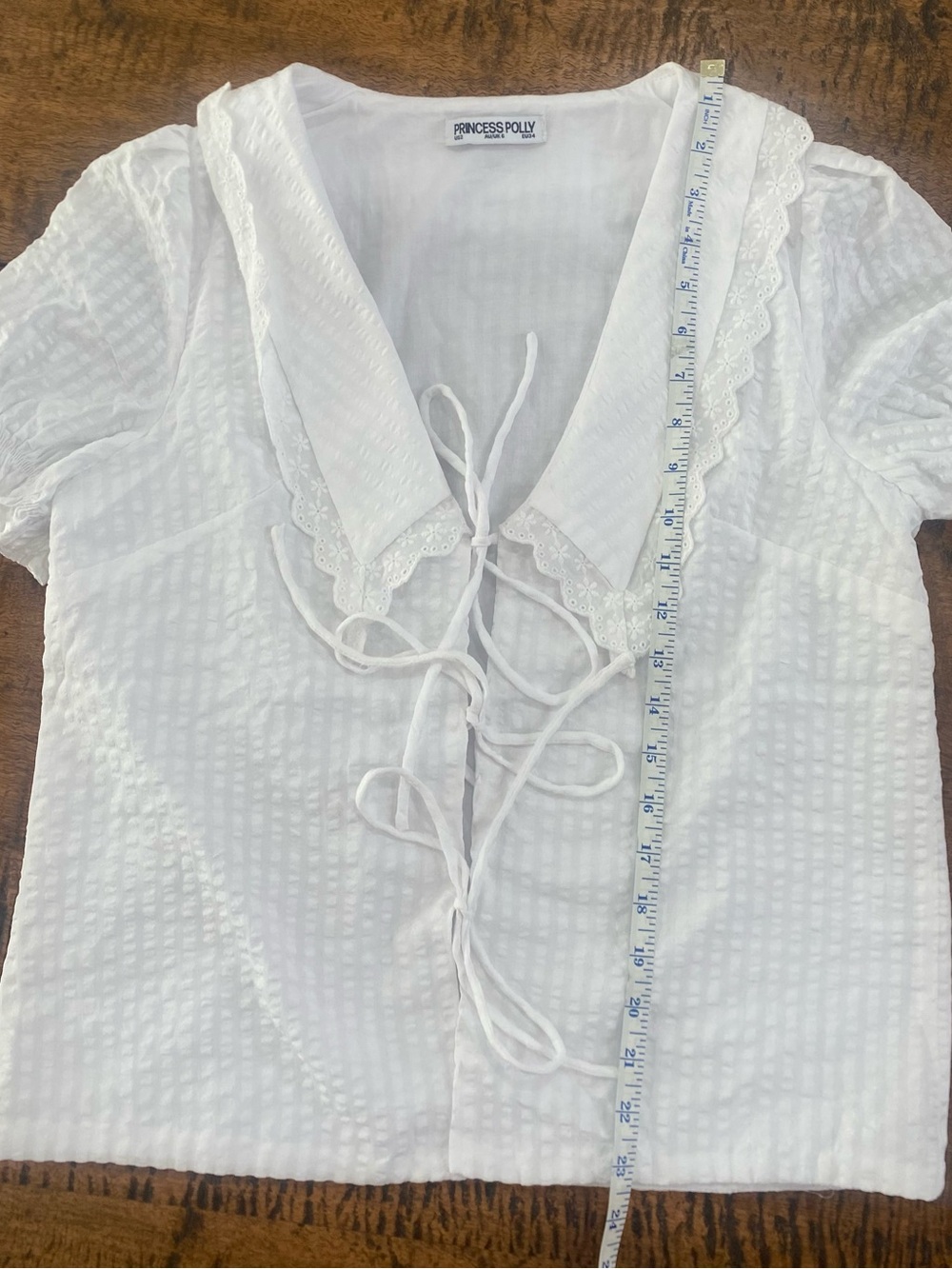 Princess Polly White Textured Tie-Front Tunic Top - Picture 6 of 11